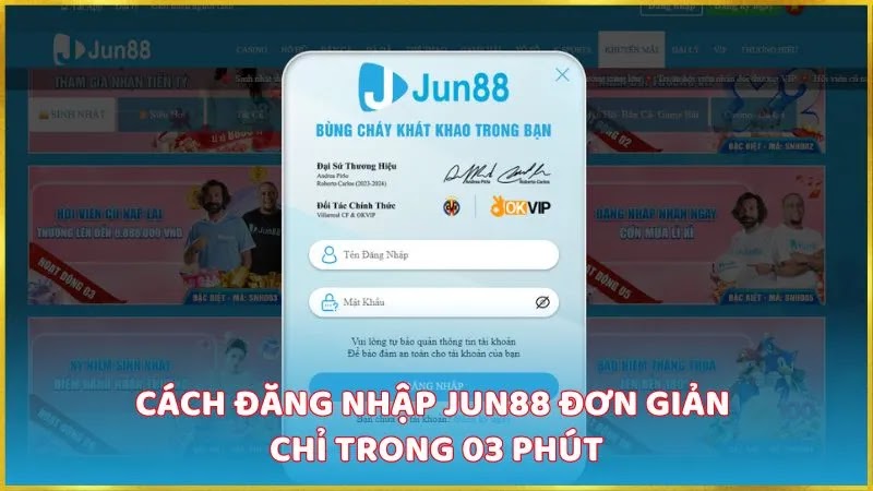 Đăng nhập Jun88 trên máy tính